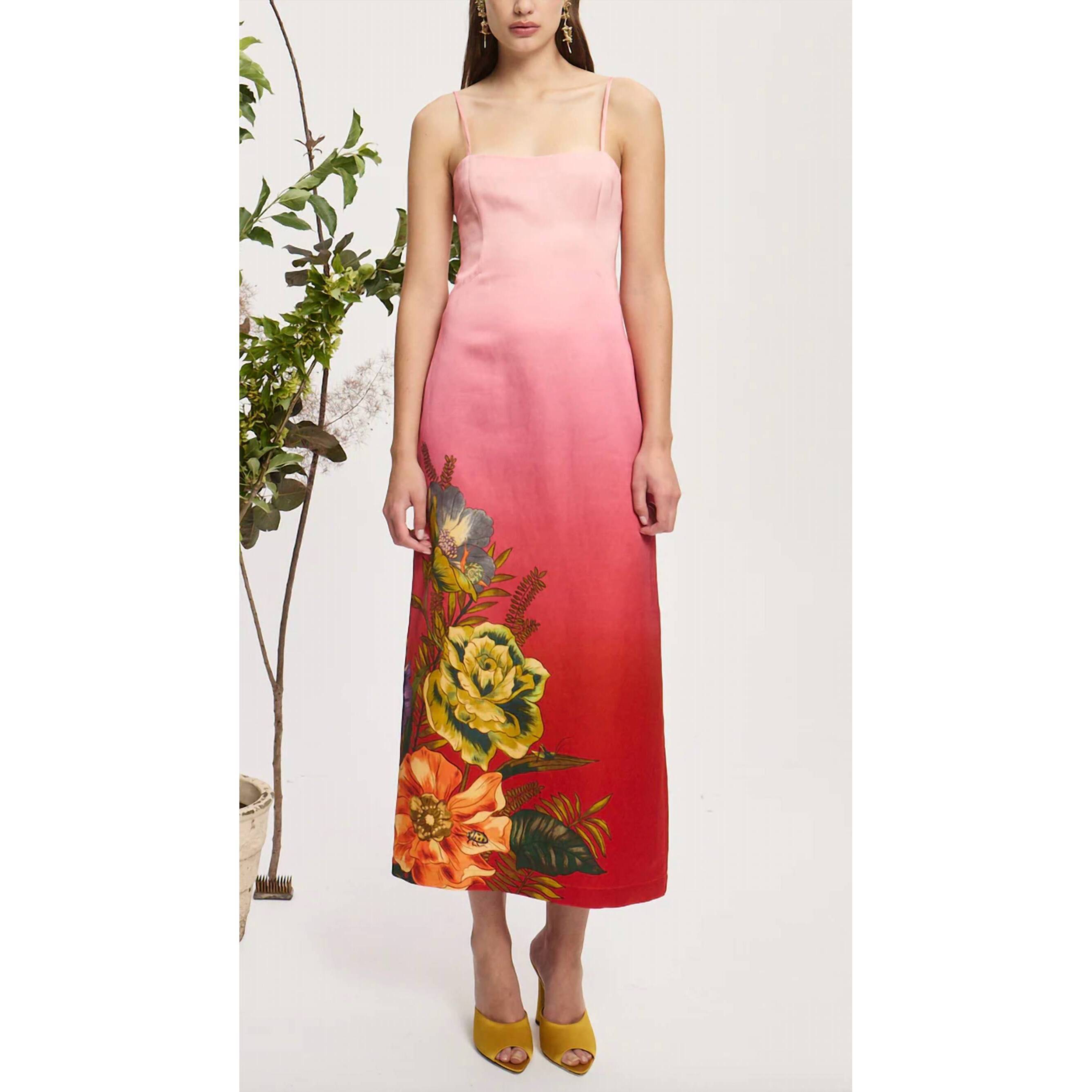 New Alemais Inez Midi Dress In Pink Ombre